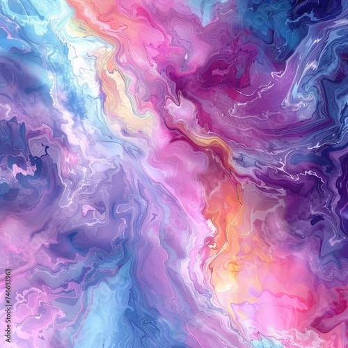 Abstract Painting in Purple, Blue, and Pink
