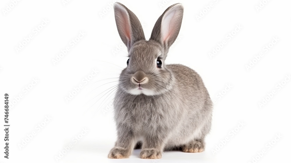 Obraz premium Grey rabbit on a white background