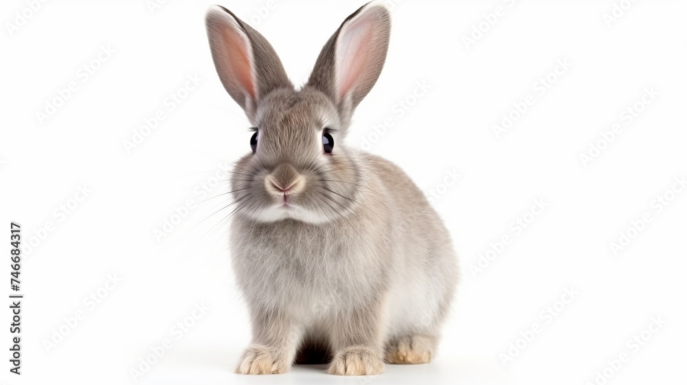 Grey rabbit on a white background Grey rabbit on a white background