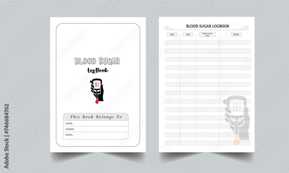 Blood Sugar Logbook Planner Template Layout