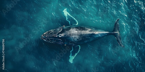 Climate change poses new threats to North Atlantic right whales amidst existing dangers. Concept Climate Change, North Atlantic Right Whales, Threats, Conservation Efforts, Oceanic Ecology photo