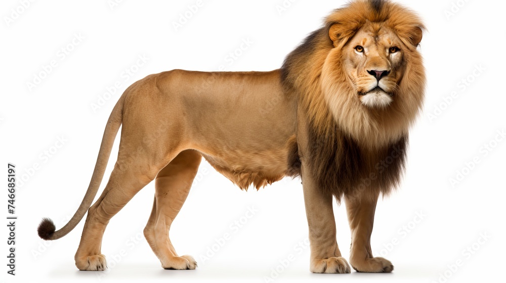 Lion  - Panthera leo in front of a white background