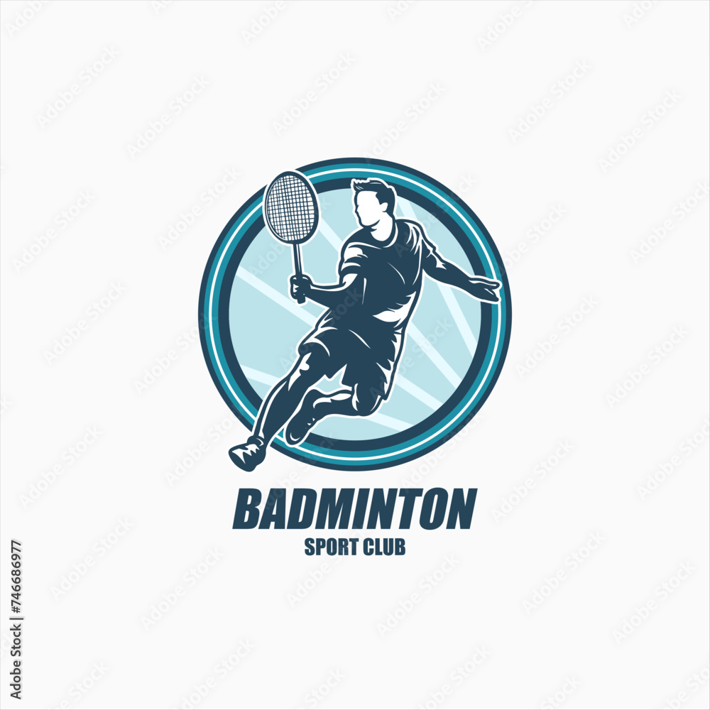 Modern Passionate Badminton Player In Action Logo, Creative Badminton design concepts template, icon symbol