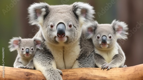 Portrait of Koala bears, 4 years old and 9 months old, Phascolarctos cinereus, in front of white background © Elchin Abilov