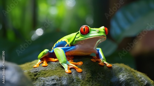 Red-eyed Tree Frog, Agalychnis callidryas, animal with big red eyes, in the nature habitat, Costa Rica. Beautiful frog in forest, exotic animal from central America © Elchin Abilov