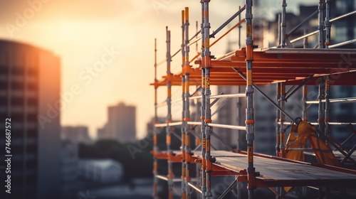 Scaffolding as safety equipment on a construction site. photo