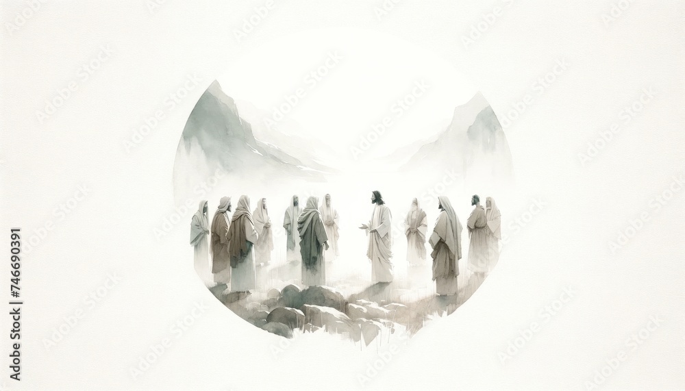 Confession of Peter: Proclamation as Christ. Digital watercolor painting. Confession of Peter: Proclamation as Christ. Digital watercolor painting.