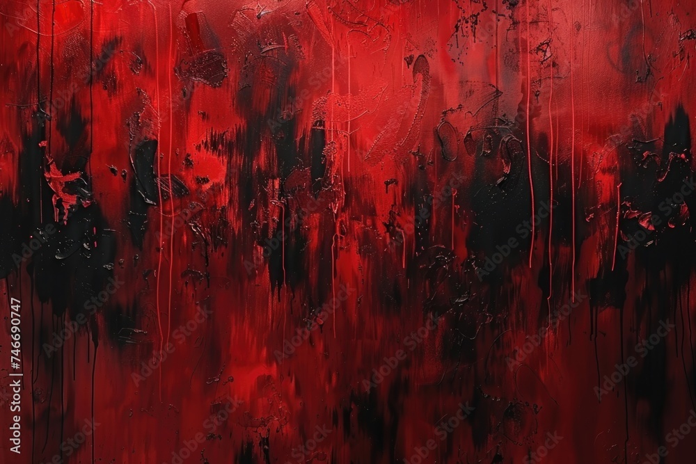 Spooky black and red horror background with brush strokes - obrazy, fototapety, plakaty 