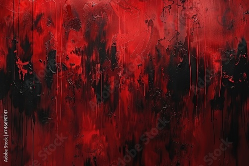 Spooky black and red horror background with brush strokes © darshika