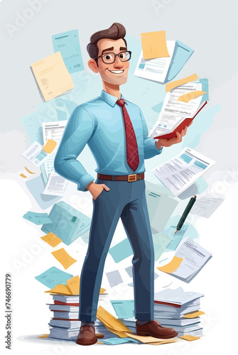 Vector accountant character meticulously designed with precise details and a professional style