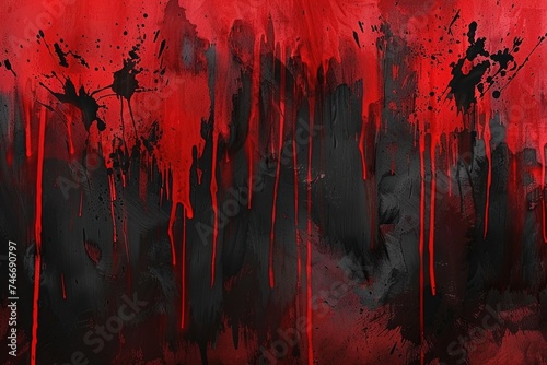 Spooky black and red horror background with brush strokes © darshika