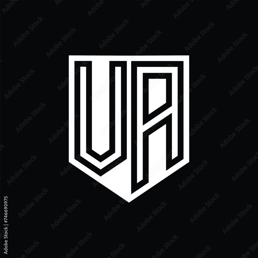 VA Letter Logo monogram shield geometric line inside shield design template