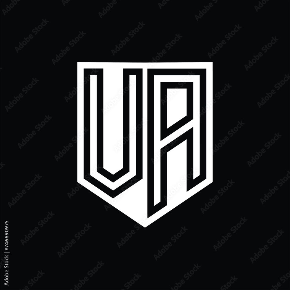VA Letter Logo monogram shield geometric line inside shield design template VA Letter Logo monogram shield geometric line inside shield design template