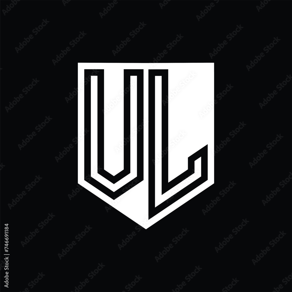 VL Letter Logo monogram shield geometric line inside shield design template VL Letter Logo monogram shield geometric line inside shield design template