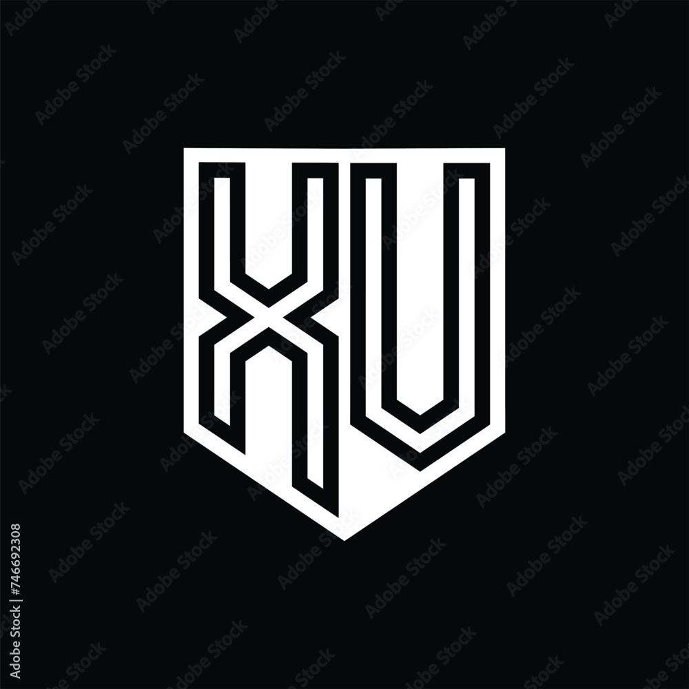 XV Letter Logo monogram shield geometric line inside shield design template XV Letter Logo monogram shield geometric line inside shield design template