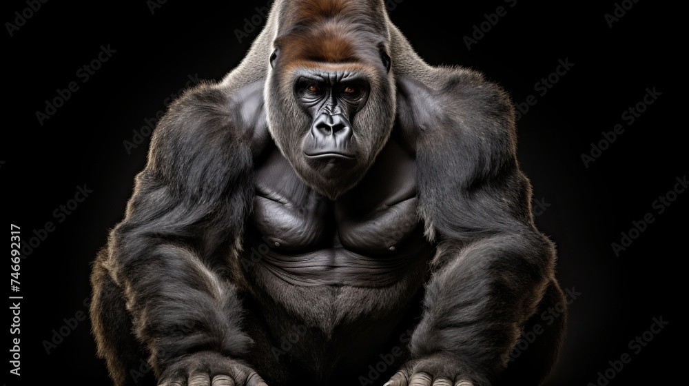 Silverback Gorilla Sitting Isolated On White Background Silverback Gorilla Sitting Isolated On White Background