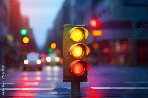 traffic light on the street. Generative ai