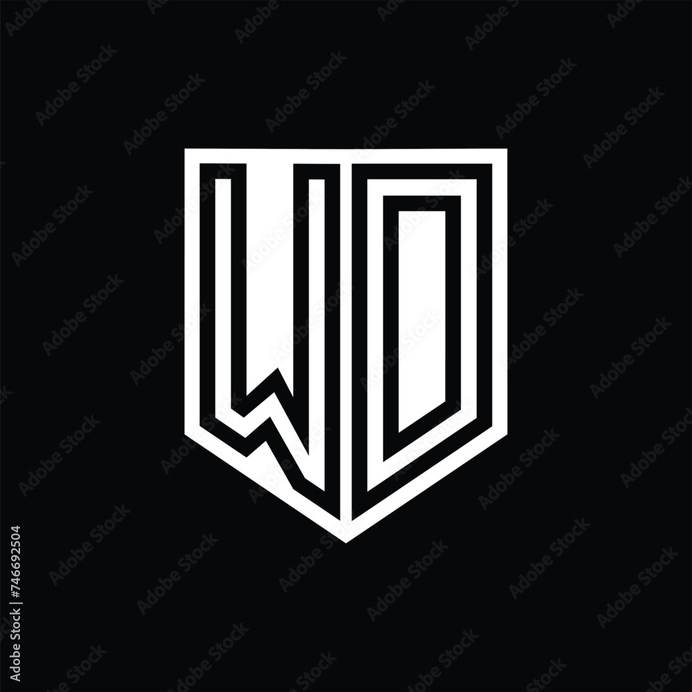 WD Letter Logo monogram shield geometric line inside shield design template WD Letter Logo monogram shield geometric line inside shield design template