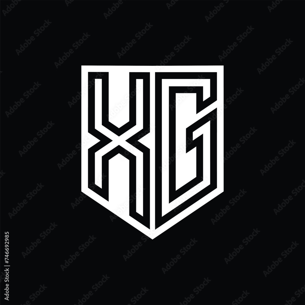 XG Letter Logo monogram shield geometric line inside shield design template XG Letter Logo monogram shield geometric line inside shield design template