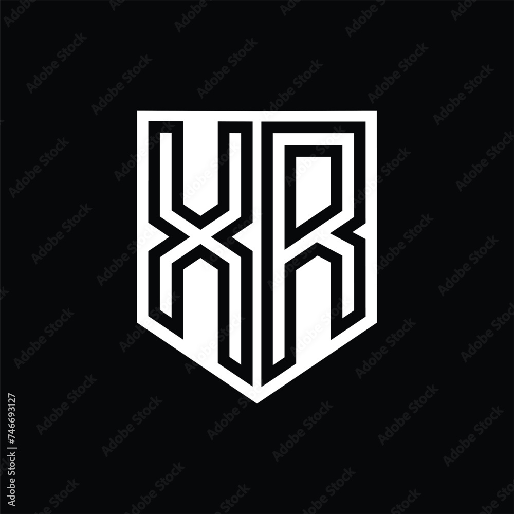 XR Letter Logo monogram shield geometric line inside shield design template XR Letter Logo monogram shield geometric line inside shield design template