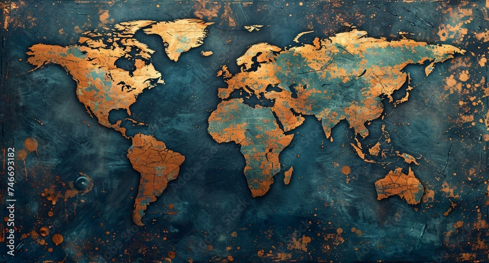 3D world map illustration	
