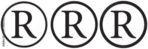 Registered trademark icon vector. R alphabet sign symbol.