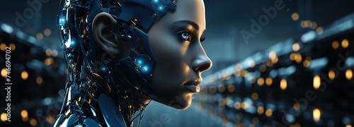 an animated image with an image of an irobot robot, in the style of futuristic sci-fi, internet academia, digital collage, distinct facial features, dark blue and light blue