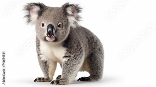 Young koala  Phascolarctos cinereus  14 months old  sitting in front of white background