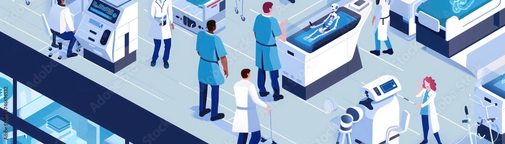 Futuristic Hospital Ward Isometric Illustration Futuristic Hospital Ward Isometric Illustration