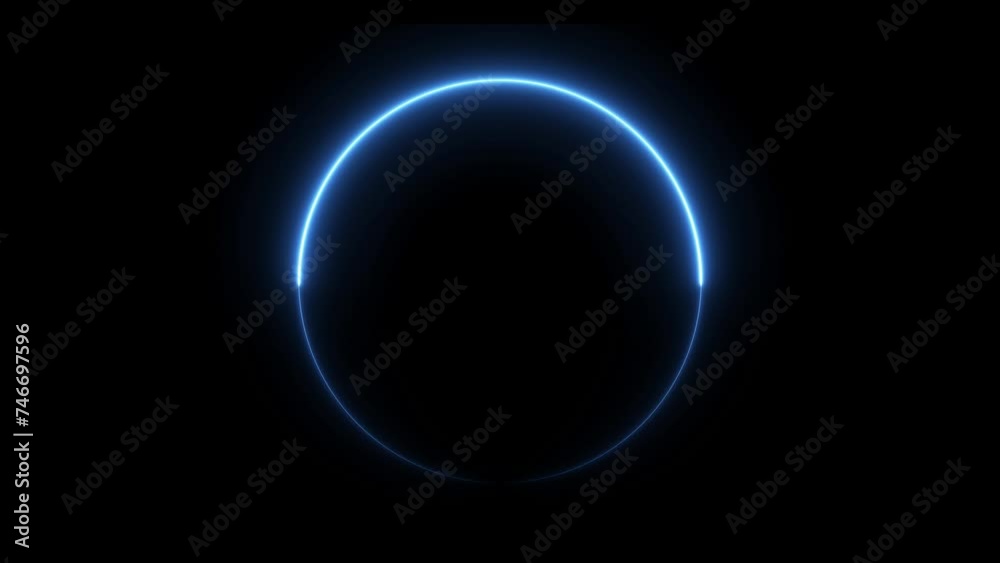 Abstract blue neon frame circle loading icon background 4k video. Abstract blue neon frame circle loading icon background 4k video.