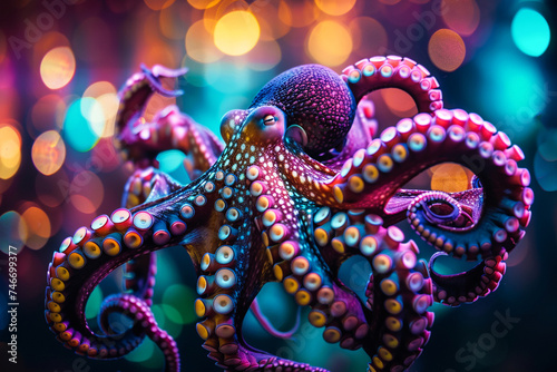 Colorful Mystique of octopuses, Aurora Spectacle in the ocean depths © weerasak