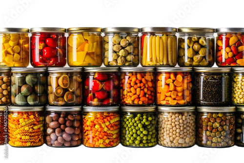 food in jars isolated 