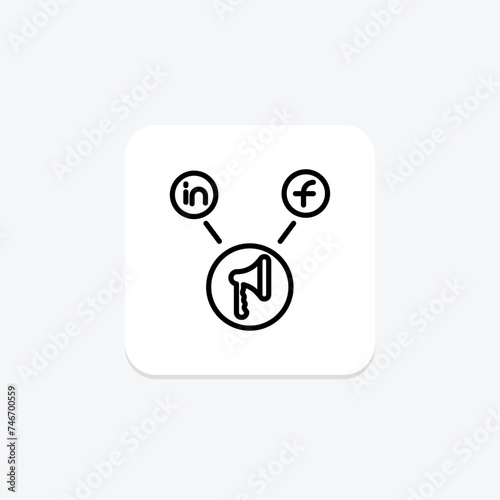 Sponsored Content icon, sponsoredposts, brandedcontent, influencercollaboration, engagement line icon, editable vector icon, pixel perfect, illustrator ai file