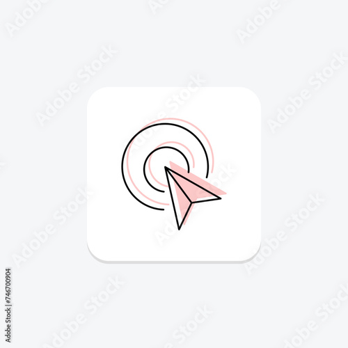 Clicks icon, ctr, link, website, engagement color shadow thinline icon, editable vector icon, pixel perfect, illustrator ai file