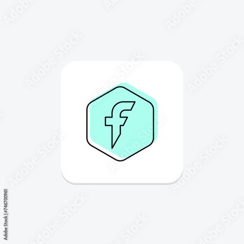 Facebook icon, platform, network, socialmedia, engagement color shadow thinline icon, editable vector icon, pixel perfect, illustrator ai file