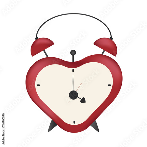 heart-shaped alarm clock isolated on white background. Time to love. Valentine's day. Date. Wedding. red heart alarm clock. Time management concept. love concept. for banners, cards, etc- stock vector