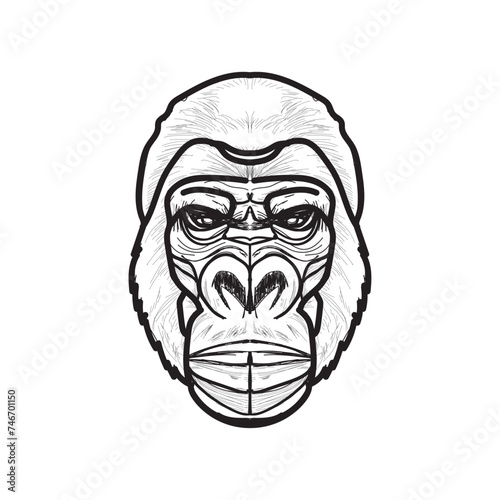 gorilla sketch art design template 