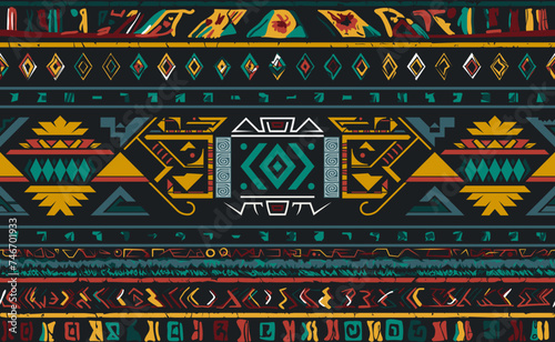 Tribal Seamless Pattern. Ethnic Geometric Vector Background. Aztec, Mayan, Inca Style