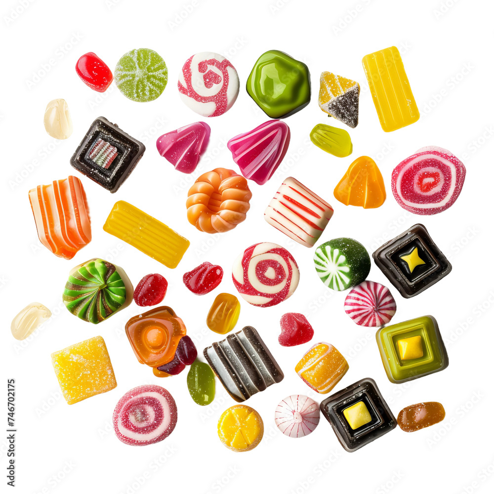 colorful candies isolated on white background