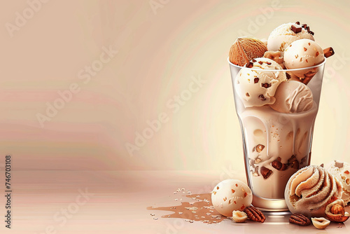 Background of glass of creamy peach ice cream photo