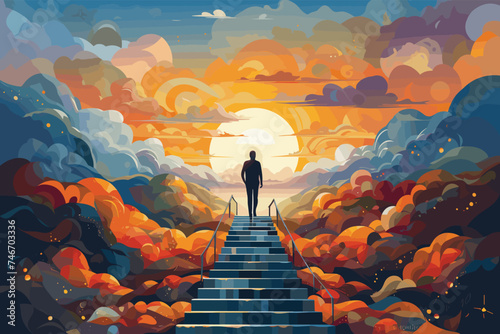 anime boy watching beautiful clouds and mountains digital art, painting, anime, art, Graphics, backgrounds, anime characters, anime wallpapers, cartoon, fantasy