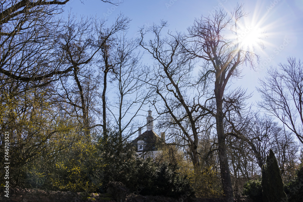 Affing Castle in the Bavarian municipality of Affing on a sunny spring day with a blue sky
