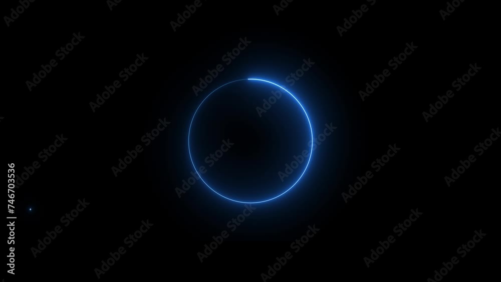 circle shape frame blue color glowing neon lights loop animation on black screen circle shape frame blue color glowing neon lights loop animation on black screen