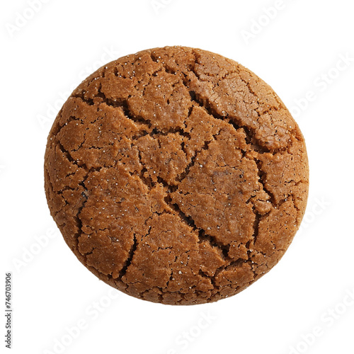 Ginger Snap Cookie isolated on transparent background. Top view.