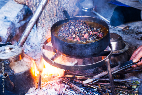 Open fire cooking in an Indian village 