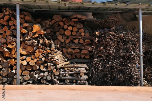 Fire wood covered storage in South Korea photo