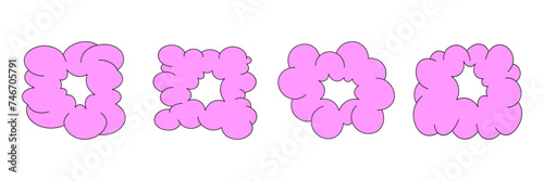 Collection of abstract speech bubble shapes. Cartoon graffiti, trendy retro y2k style. Funky balloon, organic elements, bubbly shapes