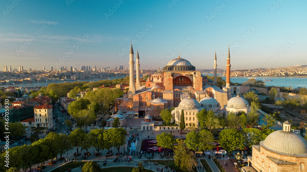 Fototapeta premium Beautiful view on Hagia Sophia in Istanbul, Turkey