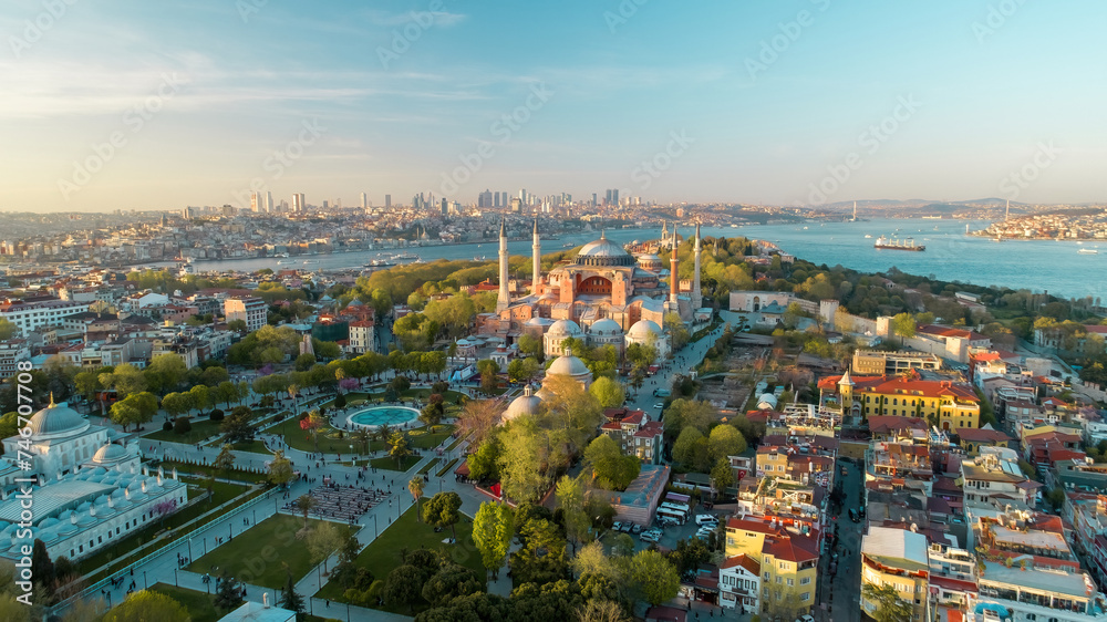 Fototapeta premium Hagia Sophia and Historical Peninsula in Istanbul
