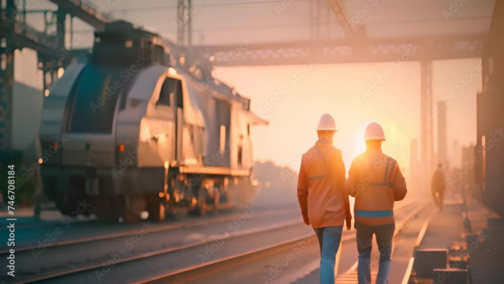  Engineers technician team checkup and analyzing an unfinished on railway station construction project with software and blueprint, Design and plan construction, Teamwork. railway footage
